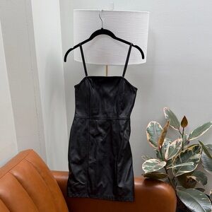 H&M Black Faux Leather Mini Dress